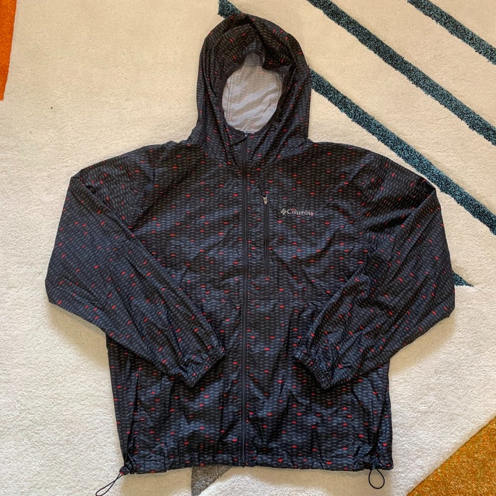 Columbia Rain Jacket Black and Red Men's XL